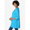 Woman Within Plus Size Smocked Henley Trapeze Tunic(Paradise Blue)