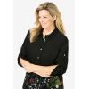 Woman Within Plus Size Snap Swing Pocket Tunic(Black Enchanted Garden Border)
