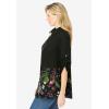 Woman Within Plus Size Snap Swing Pocket Tunic(Black Enchanted Garden Border)