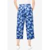 Woman Within Plus Size Sport-Knit Pull-On Capri Pants(Royal Navy Tie Dye)