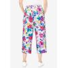 Woman Within Plus Size Sport-Knit Pull-On Capri Pants(White Coral Floral)