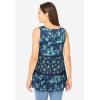 Woman Within Plus Size Tiered Tank(Navy Rose Floral)