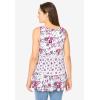 Woman Within Plus Size Tiered Tank(White Rose Floral)