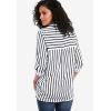ellos Plus Size Button Placket Popover Tunic(Black Stripe)