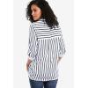 ellos Plus Size Button Placket Popover Tunic(Maroon Red Stripe)