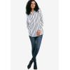 ellos Plus Size Button Placket Popover Tunic(Navy Stripe)