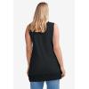 ellos Plus Size Cotton Spandex Lace Trimmed Scoop Neck Sleeveless Tunic(Black)