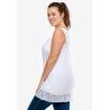 ellos Plus Size Cotton Spandex Lace Trimmed Scoop Neck Sleeveless Tunic(White)