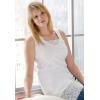 ellos Plus Size Cotton Spandex Lace Trimmed Scoop Neck Sleeveless Tunic(White)