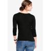 ellos Plus Size Cotton Spandex Scoop Neck 3/4 Sleeve Tee(Black)