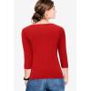 ellos Plus Size Cotton Spandex Scoop Neck 3/4 Sleeve Tee(Chili Red)