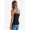 ellos Plus Size Cotton Spandex Scoop Neck Sleeveless Cami(Black)