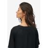 ellos Plus Size Crinkle Tie-Front Blouse(Black)