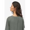ellos Plus Size Crinkle Tie-Front Blouse(Desert Green)