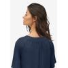 ellos Plus Size Crinkle Tie-Front Blouse(Navy)