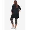 ellos Plus Size French Terry Zip Pocket Tunic(Black)