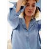ellos Plus Size Metallic Satin Button-Down Blouse(Pale Indigo)