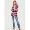 ellos Plus Size Plaid Button-Front Flannel Tunic(Maroon Red White Plaid)