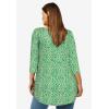 ellos Plus Size Stretch Knit Scoop Neck 3/4 Sleeve Curved Hem Tunic(Kelly Green Floral)