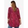 ellos Plus Size Stretch Knit Scoop Neck 3/4 Sleeve Curved Hem Tunic(Periwinkle Raspberry Floral)