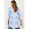 ellos Plus Size Stretch Knit Scoop Neck 3/4 Sleeve Curved Hem Tunic(White Blue Cove Floral)