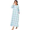 Dreams & Co. Plus Size Cotton Flannel Lounger(Soft Iris Plaid)
