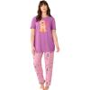Dreams & Co. Plus Size Graphic Tee PJ Set(Pretty Orchid Roses)