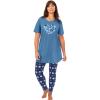 Dreams & Co. Plus Size Graphic Tunic PJ Set(Dusty Indigo Animal Paw)