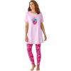 Dreams & Co. Plus Size Graphic Tunic PJ Set(Shell Pink Bows)