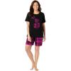 Dreams & Co. Plus Size Knit Pj Short Set(Black Hearts)