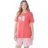 Dreams & Co. Plus Size Knit Pj Short Set(Sweet Coral Bees)