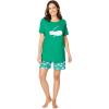 Dreams & Co. Plus Size Knit Pj Short Set(Tropical Emerald Cat)