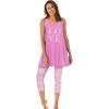 Dreams & Co. Plus Size Scoopneck Tank & Capri Legging PJ Set(Peony Pink Love)