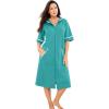 Dreams & Co. Plus Size Short French Terry Robe(Aquamarine)