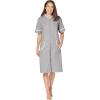 Dreams & Co. Plus Size Short French Terry Robe(Heather Grey)