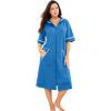 Dreams & Co. Plus Size Short French Terry Robe(Pool Blue)