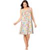 Dreams & Co. Plus Size Sleeveless Terry Lounger(White Multi Floral)