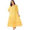 Dreams & Co. Plus Size Tiered Peasant Lounger(Yellow Medallion)