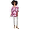 Ellos Plus Size Button Front Crinkle Tunic(Raspberry Sorbet Floral)