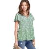 Ellos Plus Size Flutter Sleeve Blouse(Antique Jade Floral)