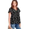 Ellos Plus Size Flutter Sleeve Blouse(Black Floral)