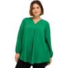 Ellos Plus Size Long Sleeve Inverted Pleat Tunic(Royal Green)