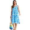Swimsuits For All Swim 365 Women’s Plus Size Sharktail Beach Cover Up(Cool Neon Floral)
