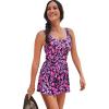 Swimsuits for All Swim 365 Women’s Plus Size Side-Slit Swim Dress(Pink Multi Floral)