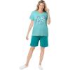 Woman Within Plus Size 2-Piece Knit Tee and Short Set(Azure Butterfly Heart)