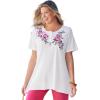 Woman Within Plus Size Embroidered Thermal Tunic(White Blooming Embroidery)