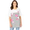 Woman Within Plus Size Graphic Print Scoop Neck Tunic(Stripe Hearts)