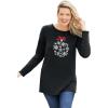 Woman Within Plus Size Holiday Motif Sweater(Black Ornament)