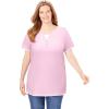 Woman Within Plus Size Layered-Look Tee(Pink)