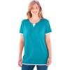 Woman Within Plus Size Layered-Look Tee(Pretty Turquoise)